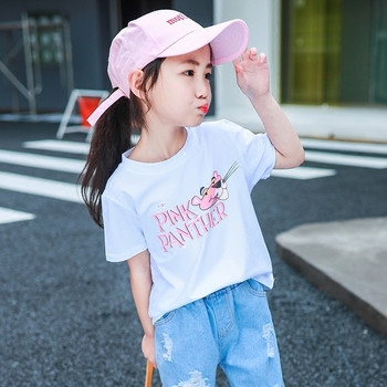 Παιδικό μπλουζάκι για κορίτσια με εφαρμογή και λευκό και μαύρο χρώμα
