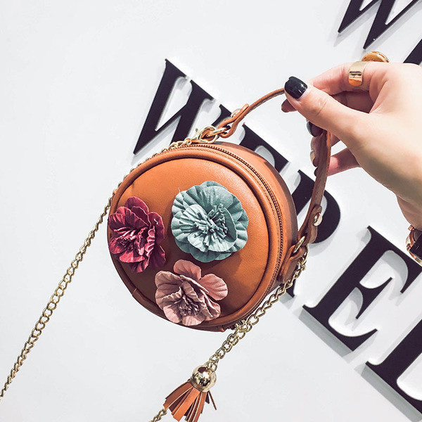 Μικρή στρογγυλή  τσάντα  με 3D διακόσμηση για κορίτσια