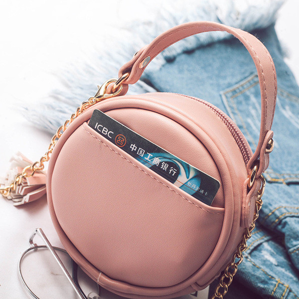 Μικρή στρογγυλή  τσάντα  με 3D διακόσμηση για κορίτσια