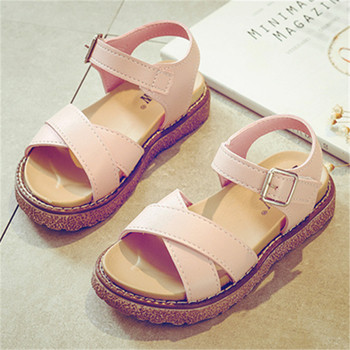 Удобни детски сандали от еко кожа в бял и розов цвят за момичета