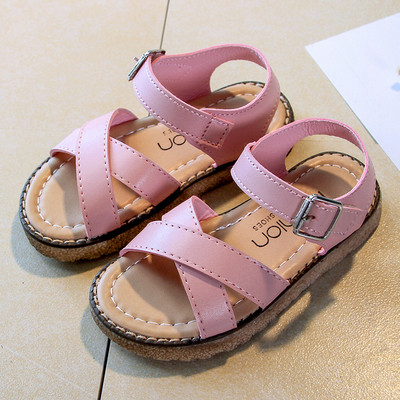Sandale confortabile pentru copii din piele ecologica in alb si roz pentru fete