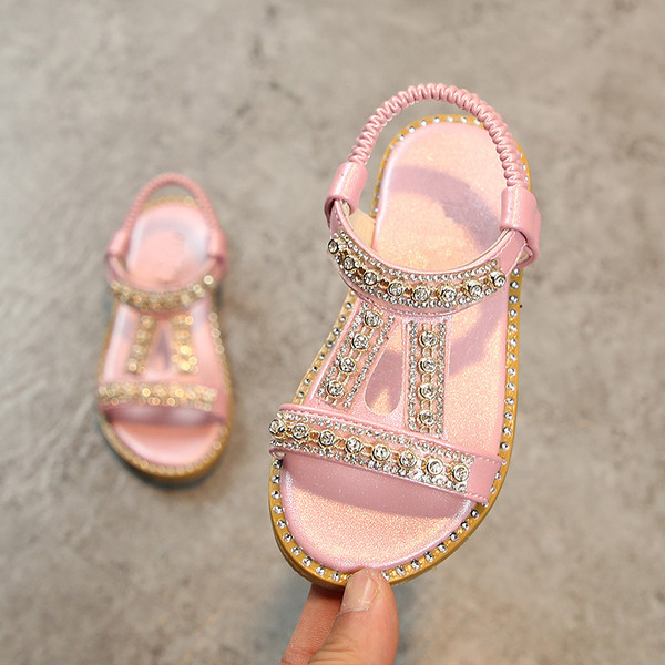 Sandale copii pentru fete in trei culori cu pietre de decor