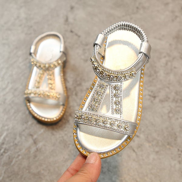 Sandale copii pentru fete in trei culori cu pietre de decor