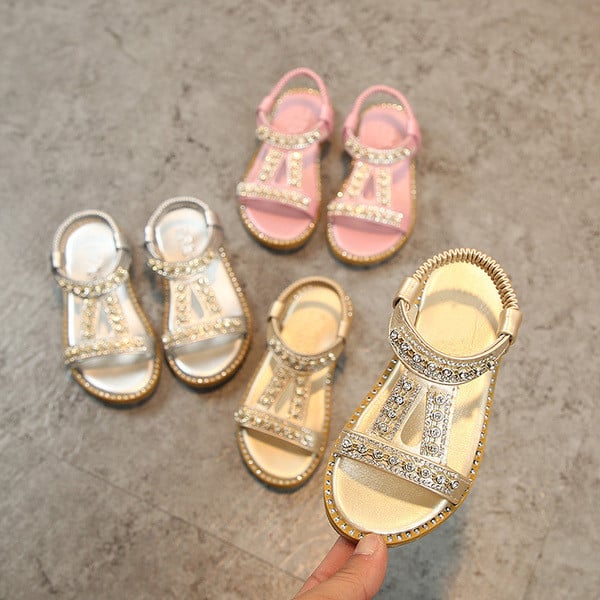Sandale copii pentru fete in trei culori cu pietre de decor