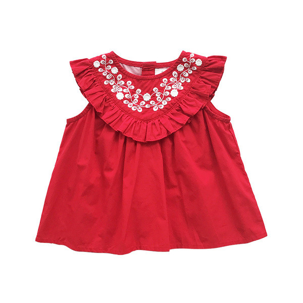 Παιδικό μπλουζάκι για  κορίτσι με κεντήματα και βολάν 