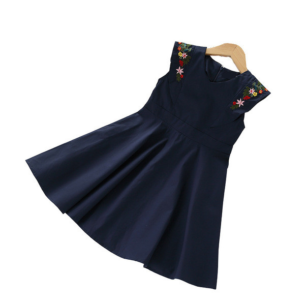 Rochie moderna pentru copii cu motive florale in doua culori