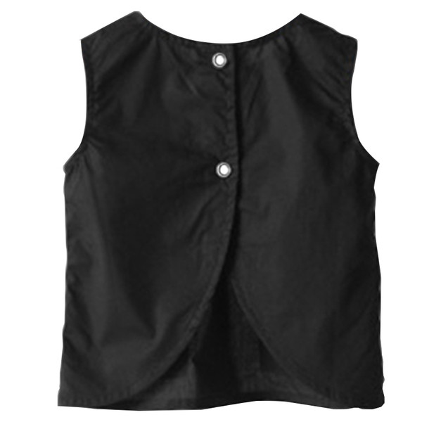 Κομψό παιδικό αμάνικο σε μαύρο χρώμα με ανοικτή πλάτη και κουμπιά