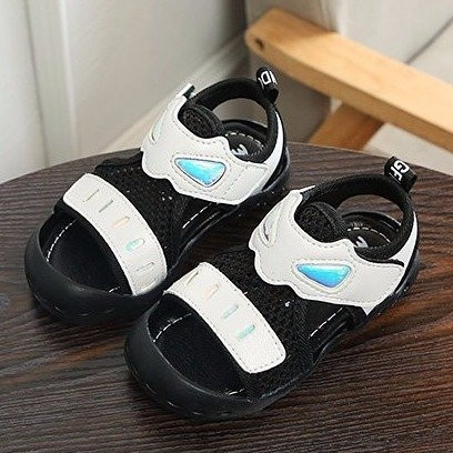 Sandale confortabile casual pentru copii pentru fete alb-negru