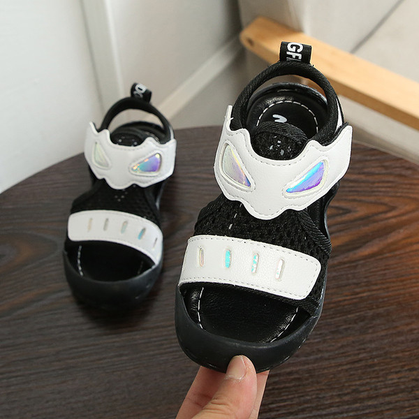 Sandale confortabile casual pentru copii pentru fete alb-negru