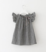 Bluză pentru copii în carouri pentru o fată cu panglică