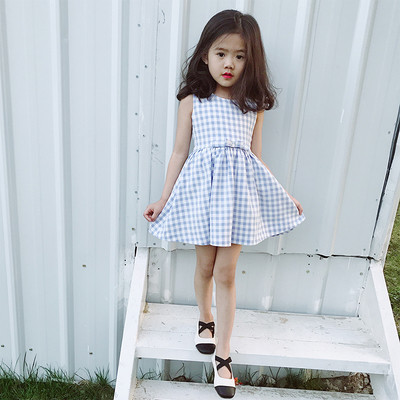 Карирана детска рокля с гол гръб в два цвята