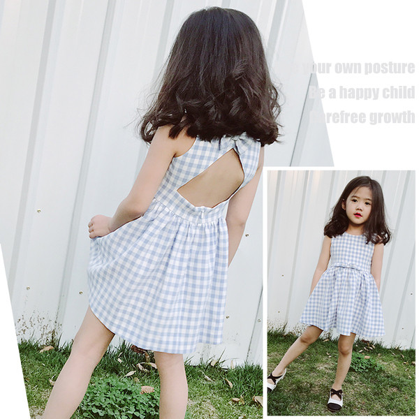 Карирана детска рокля с гол гръб в два цвята 