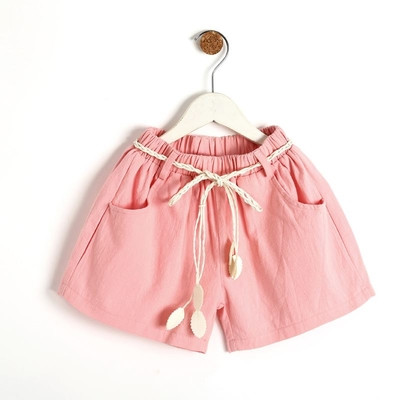 Pantaloni scurti pentru copii cu talie inalta elastica in doua culori