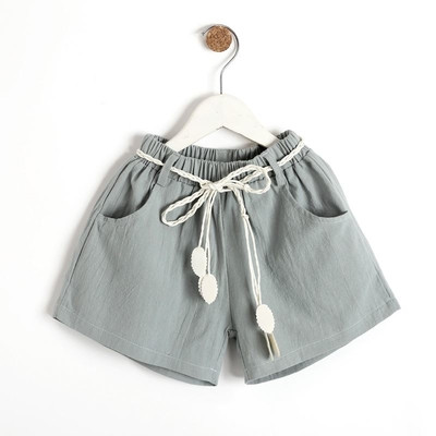 Pantaloni scurti pentru copii cu talie inalta elastica in doua culori