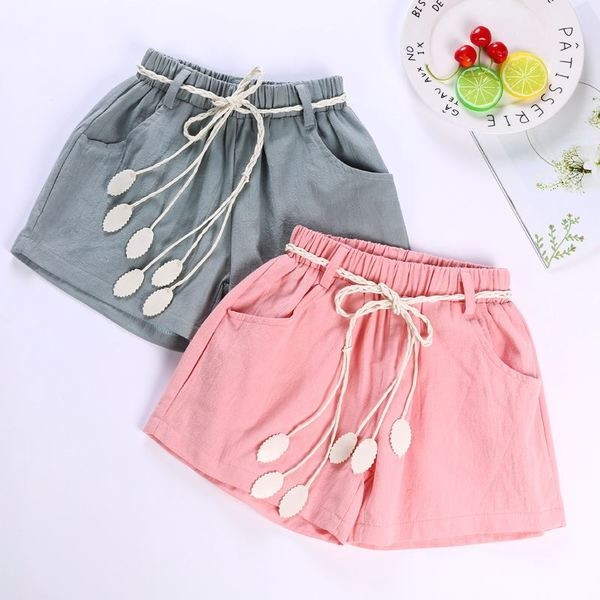 Pantaloni scurti pentru copii cu talie inalta elastica in doua culori