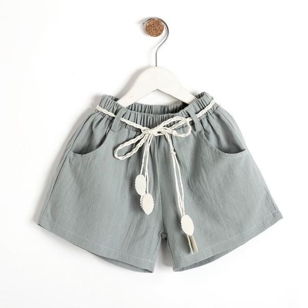 Pantaloni scurti pentru copii cu talie inalta elastica in doua culori