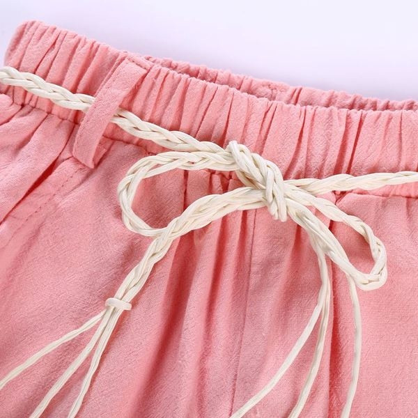 Pantaloni scurti pentru copii cu talie inalta elastica in doua culori