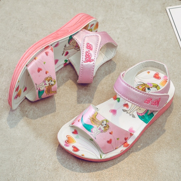 Sandale pentru copii roz pentru fete cu aplicatie