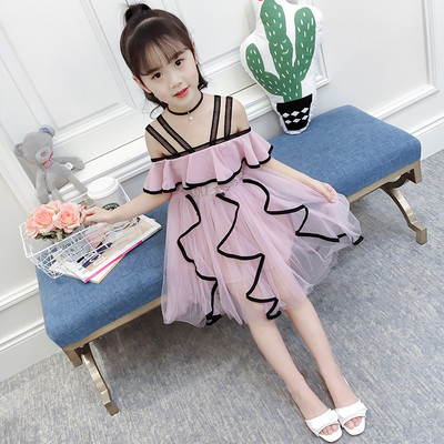 Модерна детска рокля с тюл в два цвята 