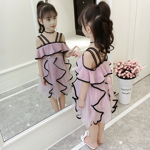 Rochie moderna pentru copii cu tul in doua culori