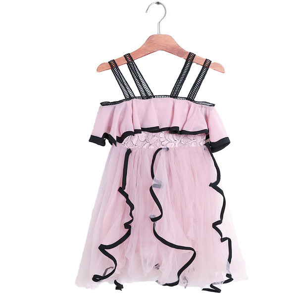 Rochie moderna pentru copii cu tul in doua culori