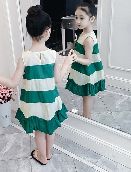 Ежедневна детска рокля широк модел в два цвята 