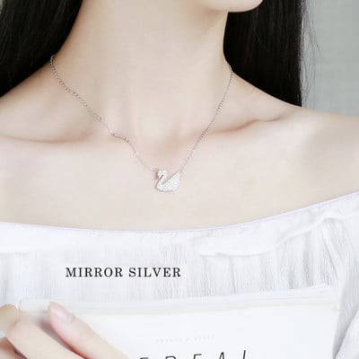 Дамско колие - лебед в различни цветове посребрен