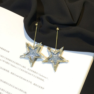 Γυναικεία σκουλαρίκια με μπροκάρ σε σχήμα αστέρι σε δύο χρώματα