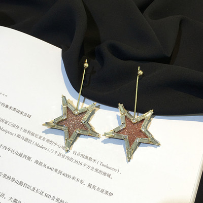 Γυναικεία σκουλαρίκια με μπροκάρ σε σχήμα αστέρι σε δύο χρώματα