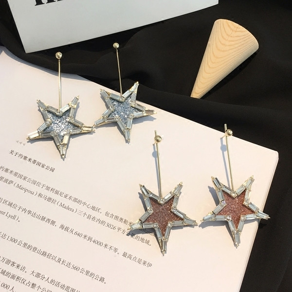 Γυναικεία σκουλαρίκια με μπροκάρ σε σχήμα αστέρι σε δύο χρώματα