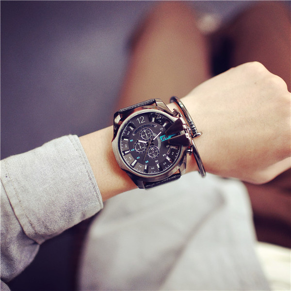 Casual ανδρικό ρολόι  με δερμάτινο λουράκι