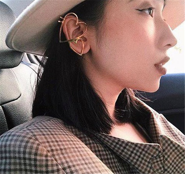 Cercel de dama modern in doua culori - Heart