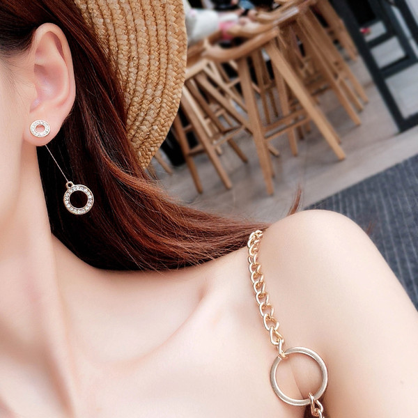 Cercei lungi de dama moderni cu pietre decorative