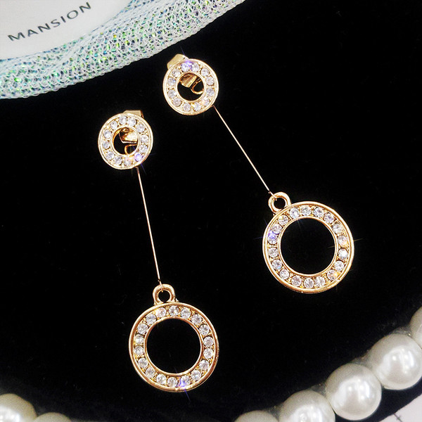 Cercei lungi de dama moderni cu pietre decorative