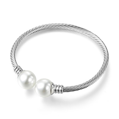 Γυναικείο κομψό βραχιόλι με μαργαριτάρια σε δύο χρώματα