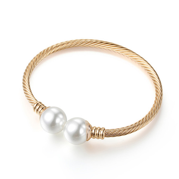 Γυναικείο κομψό βραχιόλι με μαργαριτάρια σε δύο χρώματα