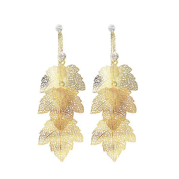 Μακριά γυναικεία  σκουλαρίκια σε δύο χρώματα - Φύλλα