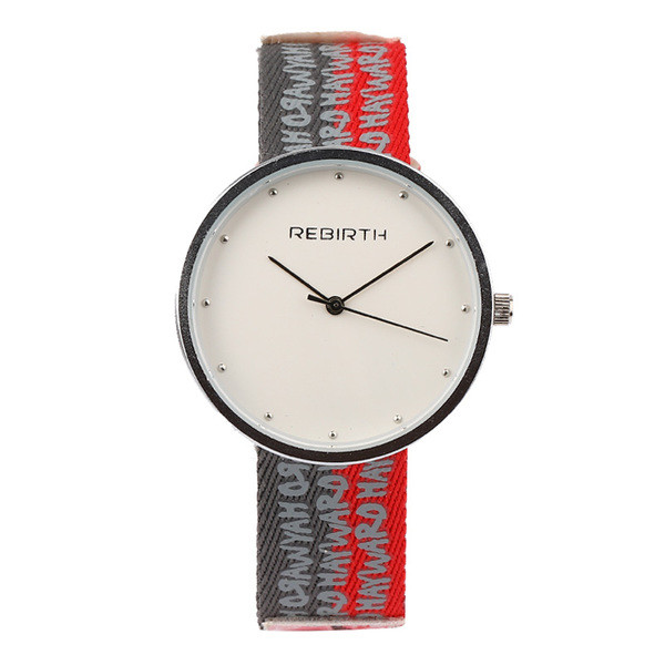 Ceas simplu de damă cu curea colorată cu inscripție