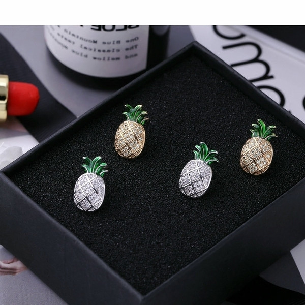 Cercei dama in doua culori - Ananas