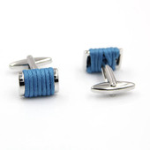 Μανικετόκουμπα σε ασημί με μαύρο και μπλε χρώμα