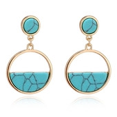 Cercei de dama turcoaz in doua culori