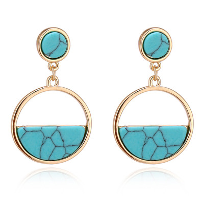 Cercei de dama turcoaz in doua culori
