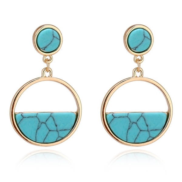 Cercei de dama turcoaz in doua culori