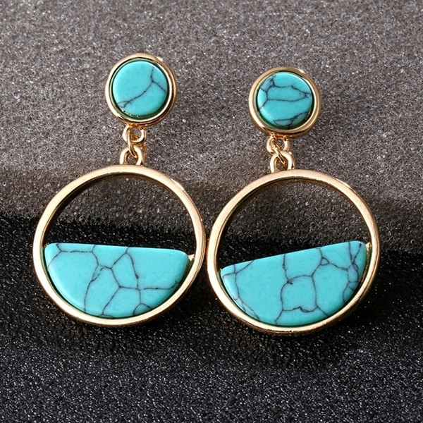 Cercei de dama turcoaz in doua culori