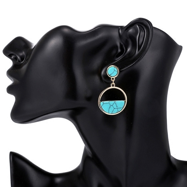 Cercei de dama turcoaz in doua culori