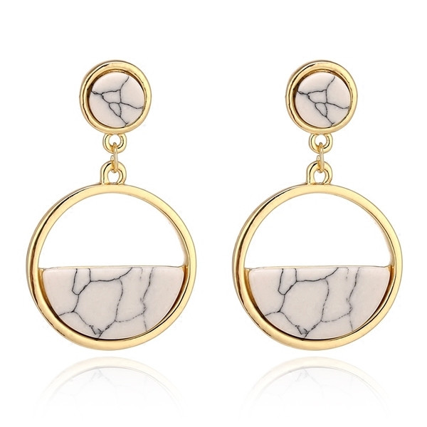 Cercei de dama turcoaz in doua culori