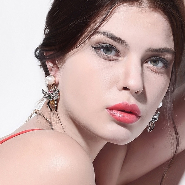 Cercei mici de dama cu pietre si perle