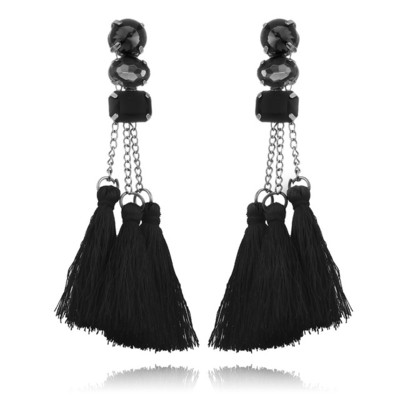 Дамски дълги обеци с камъни в два цвята