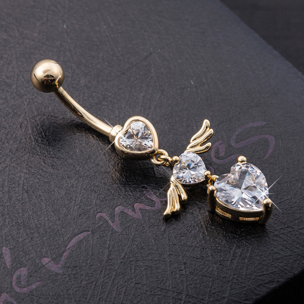 Női köldökfülbevaló 3 szívvel, több színben