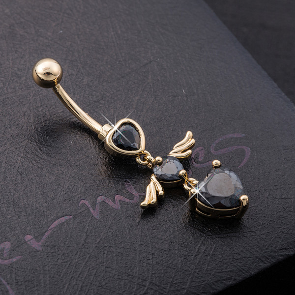 Női köldökfülbevaló 3 szívvel, több színben